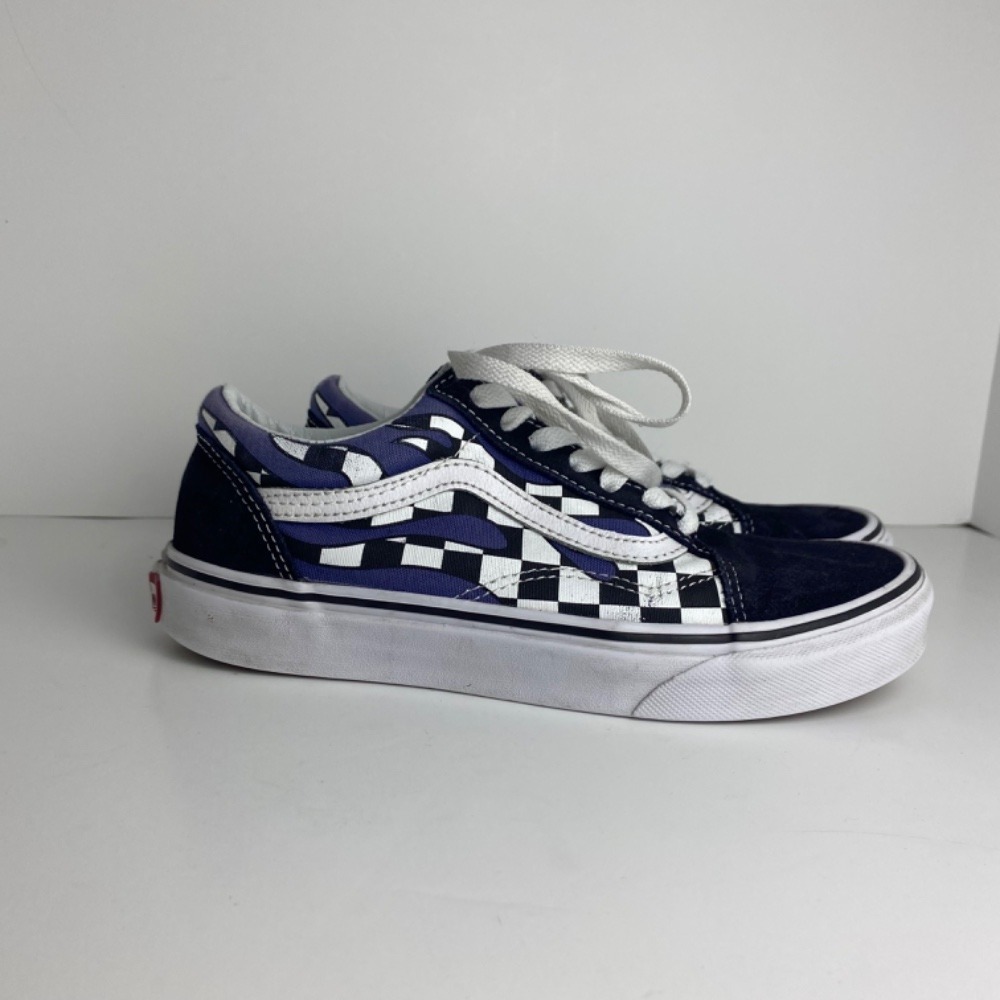 Vans Old Skool Men's 5 Women's‎ 6.5 Checkerboard Flame Blue Navy Skateboarding